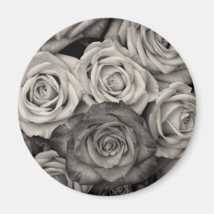 Íman Buquê de Flores bonito de Rosas Negras e Brancas
