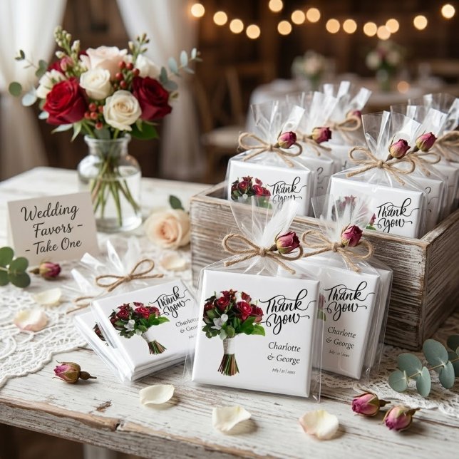Íman Buquê de Flores de Casamento Obrigado Favor de Cas (Criador carregado)