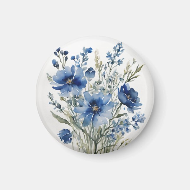 Íman Buquê de Flores Elegante Aquarela (Frente)