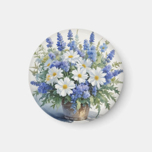 Íman Buquê de Flores Elegante Aquarela
