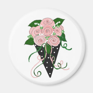 Íman Buquê Floral Rosa e Preto