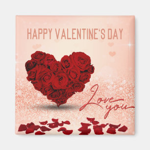 Íman Buquê Rosa do dia de os namorados - Magnet