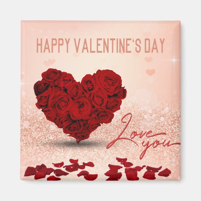 Íman Buquê Rosa do dia de os namorados - Magnet (Frente)