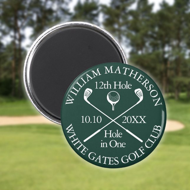 Íman Buraco de Golfe Personalizado Emerald Green (Custom Golf Hole In One Emerald Green Magnet)