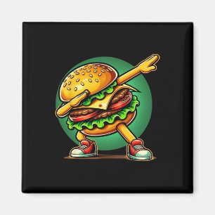 Íman Burger Dabbing Dancing Funny Burger Comida Hamburg