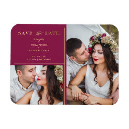 Íman Burgundy Golden 2 Photos Minimalist Wedding Date
