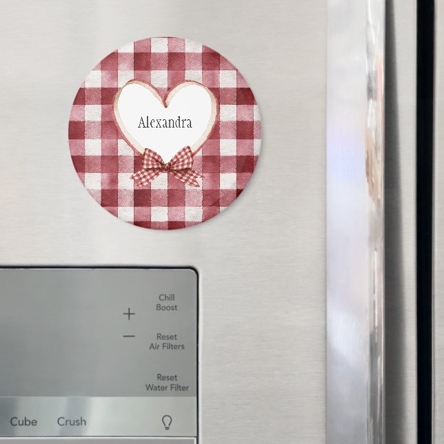 Íman Burgundy Red White Heart Ribbon Valentine's Day (In Situ (Fridge))