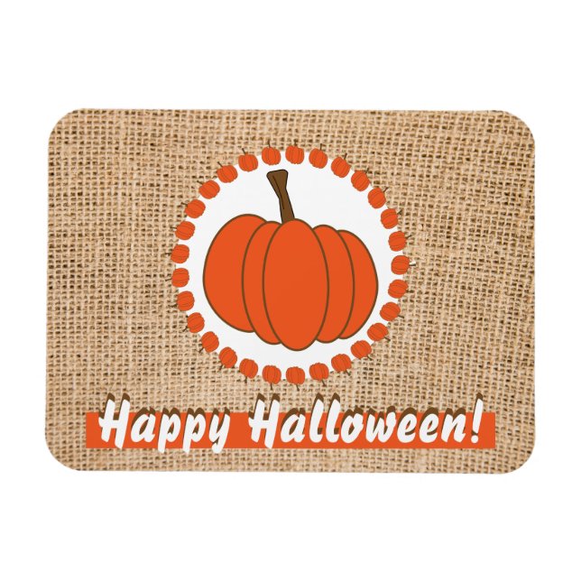 Íman Burlap Halloween Pumpkin (Horizontal)