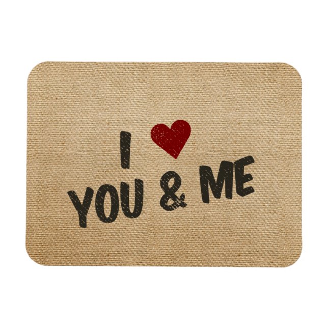 Íman Burlap I Heart You and Me (Horizontal)