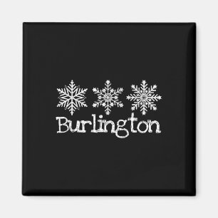 Íman Burlington Vermont Snowflakes Ski Skier Skiing Rus