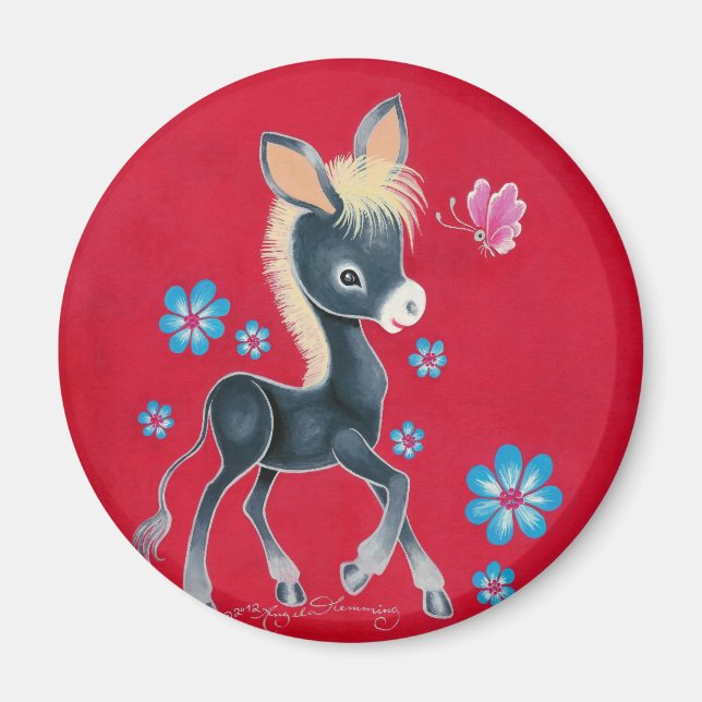 Íman Burrinho Bebê Feminino Com Flores (Frente)