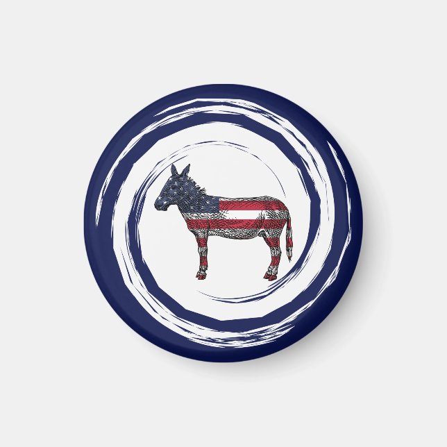 Íman Burro Patriótico Vermelho Branco Azul (Frente)