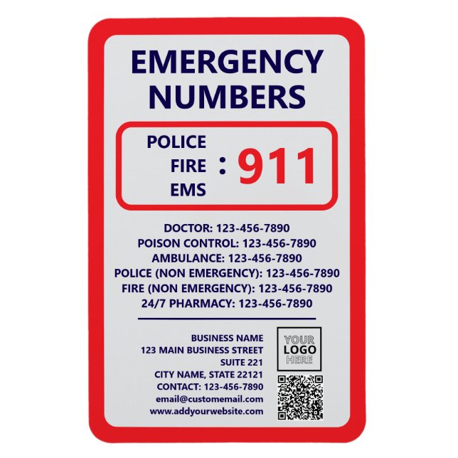 Íman Business Emergency Numbers (Vertical)
