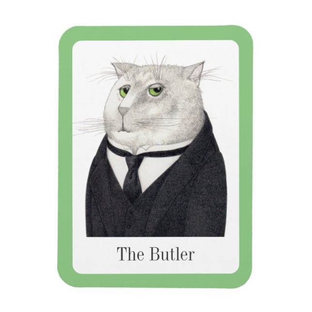 Íman BUTLER CAT 3x4 Magnet flexível + texto (Vertical)