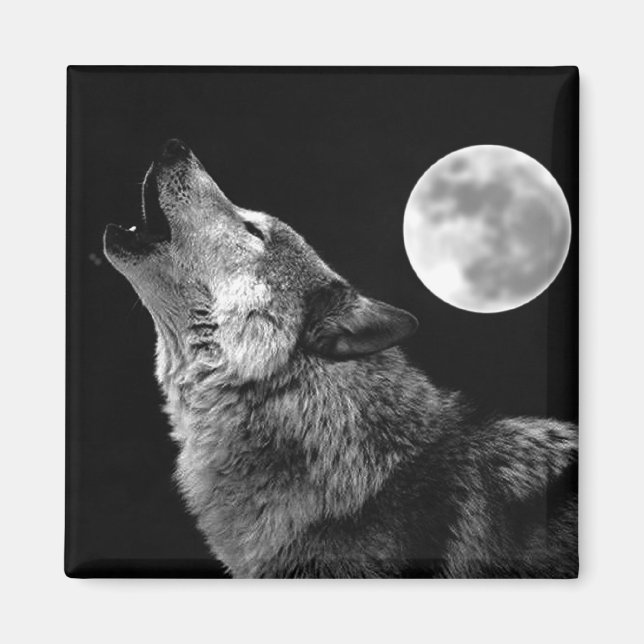 Íman BW Wolf Howling na Lua (Frente)