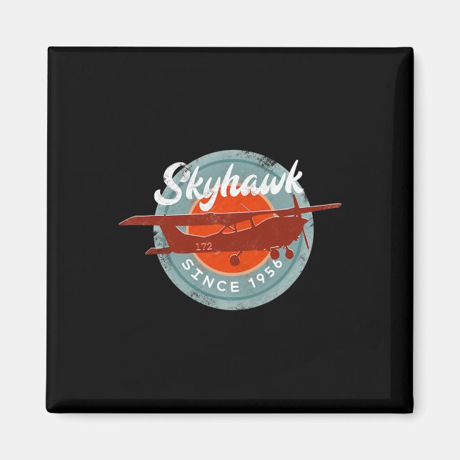 Íman C172 Skyhawk Avião Antigo Retro Piloto Voador Pres (Frente)