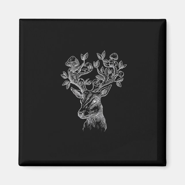 Íman Cabana de Cogumelo de Chifre de Veado Goblincore V (Frente)