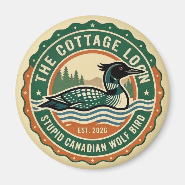 Íman Cabana Pato Lobo Canadense Idiota Pássaro (Frente)