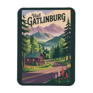 Íman Cabanas Gatlinburg Tennessee Viagem Arte Vintage