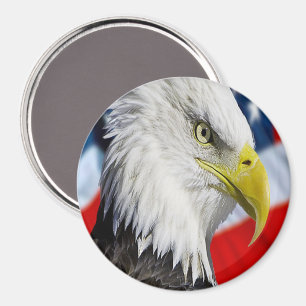 Íman Cabeça bonita da águia americana e uma bandeira