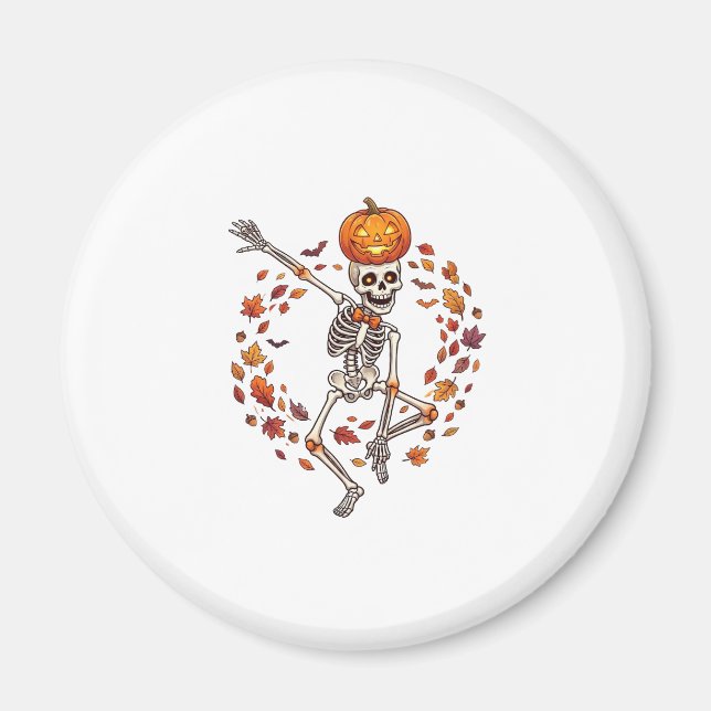 Íman Cabeça de Abóbora de Esqueleto Dançante de Hallowe (Frente)