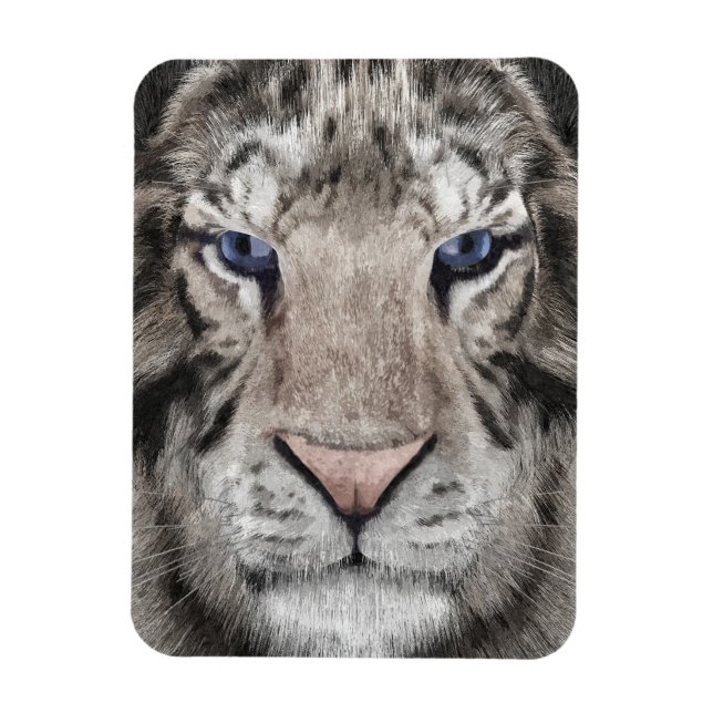 Íman Cabeça de Tigre Branco Estética da Vida Selvagem (Vertical)