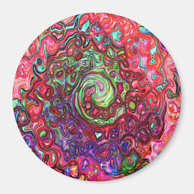 Íman Cabeça Vermelha De Água Abstrato Retro Líquido (Frente)