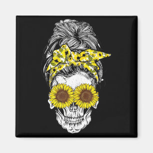 Íman Cabelo Desgrenhado de Halloween Crânio Girassol Fl