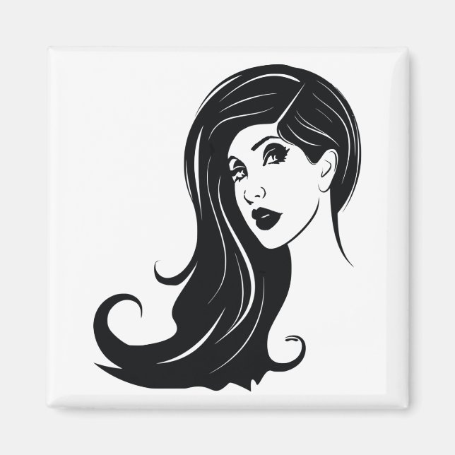 Íman Cabelo Longo Bela Mulher Fashion Makeup Art (Frente)