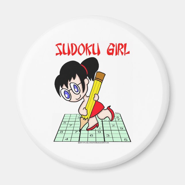 Íman Cabelo Negro Sudoku Girl (Frente)