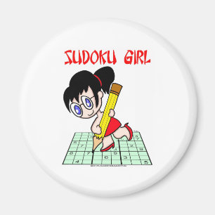 Íman Cabelo preto da menina de Sudoku