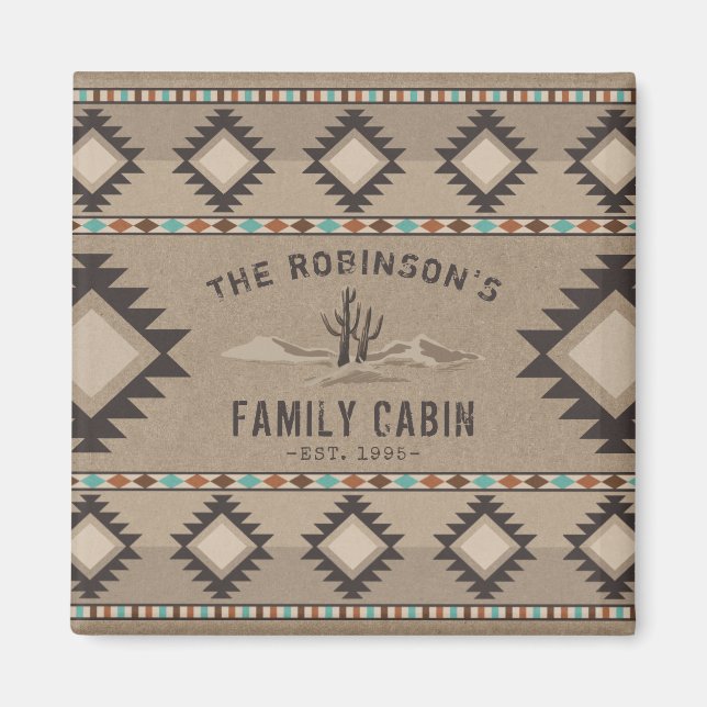 Íman Cabina da Família Rustic Southwest Native Cactus (Frente)