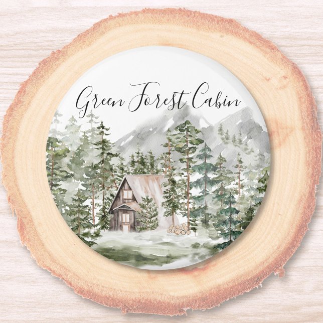 Íman Cabina de Aquarela na Floresta de Pinheiros Verdes (Close up)