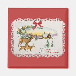 Íman Cabina e veado de natais vintages