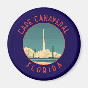 Íman Cabo Canaveral Flórida Círculo Envelhecido Retro