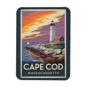 Íman Cabo Cod Massachusetts Ilustração Arte de Viagem