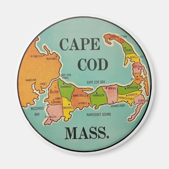 Íman Cabo Cod Massachusetts viagens vintage Magnet (Frente)