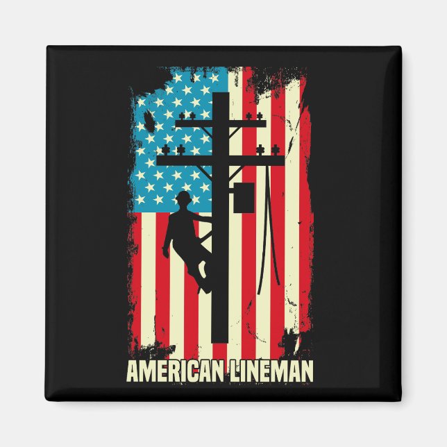 Íman Cabo Elétrico do American Lineman Flag (Frente)