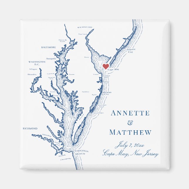 Íman Cabo May New Jersey Destino Wedding Favor (Frente)