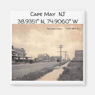 Íman Cabo May NJ Map Coordena Estilo de Vintage