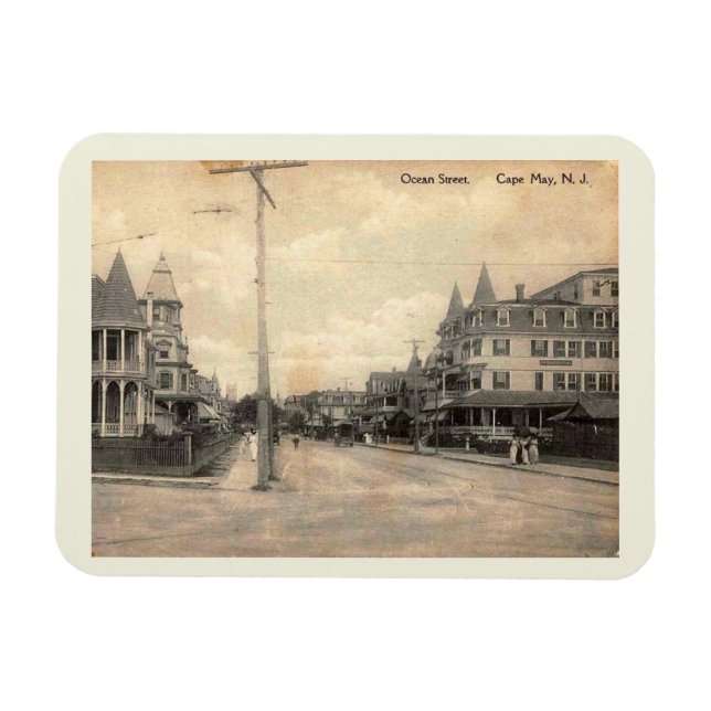 Íman Cabo May NJ, Ocean Street, c1910 Vintage (Horizontal)