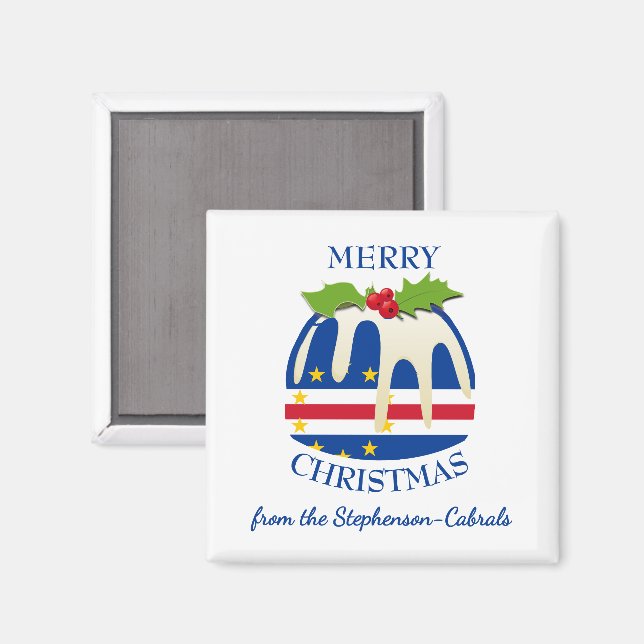 Íman CABO VERDE Cabo | Pudim de Natal Festivo | Natal (Front/Back)