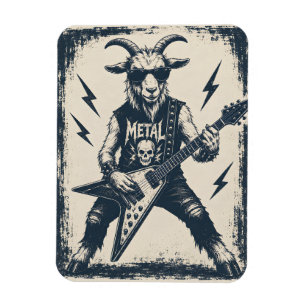 Íman Cabra de Heavy Metal Engraçada Ilustração Vintage