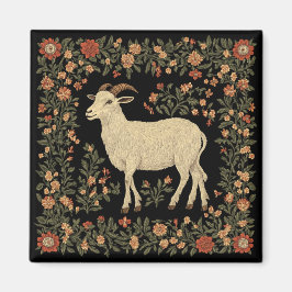 Íman Cabra Enfeitiçada & Design de Arte Folclórica Flor