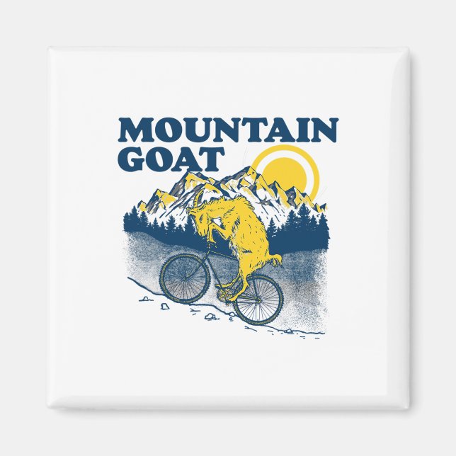 Íman Cabra Montês Divertida Cabra Ciclista De Montanha  (Frente)