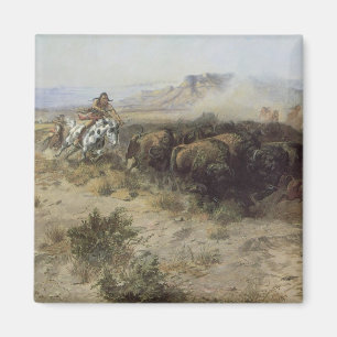 Íman Caça ao Búfalo Nº 26 por CM Russell, Índios Vintag