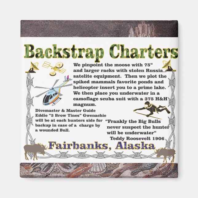 Íman Caça subaquática de alce da Backstrap Charters (Frente)