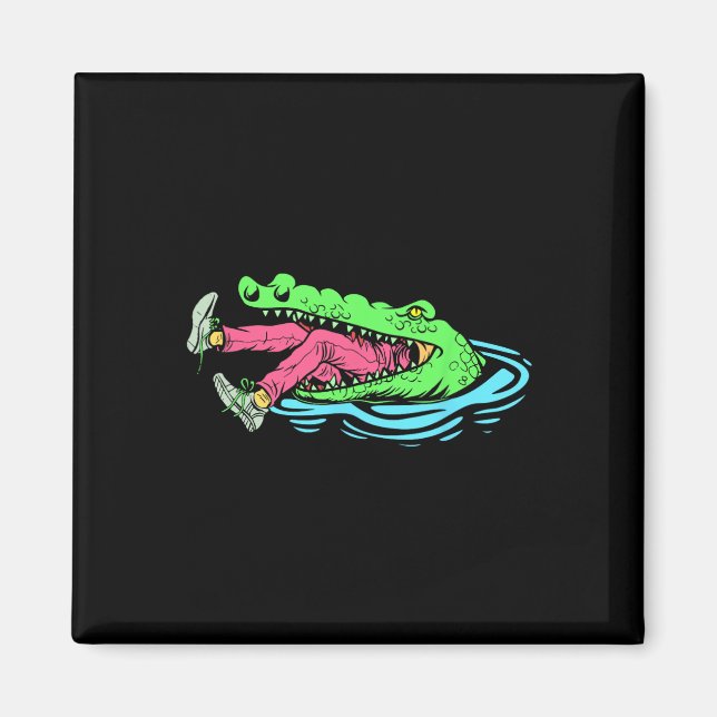 Íman Caçador de Croc Engraçado Caça Crocodilo (Frente)
