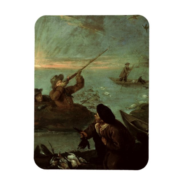 Íman Caçadores atirando em Patos (óleo na canvas) (Vertical)