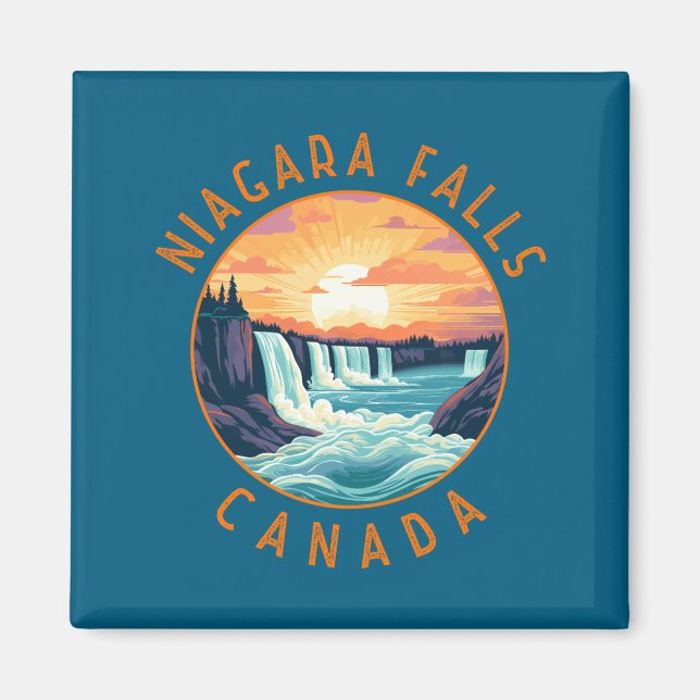 Íman Cachoeira de Niagara Canadá Rétro Envelhecido Círc (Frente)